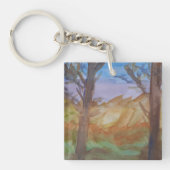 Zonsondergang Bomen Acryl Sleutelhanger (voorkant)