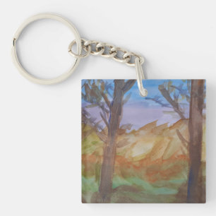 Zonsondergang Bomen Acryl Sleutelhanger