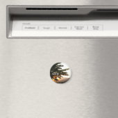 Zonsondergang Bomen Spanje Foto ronde magneet (Insitu (Vaatwasser))