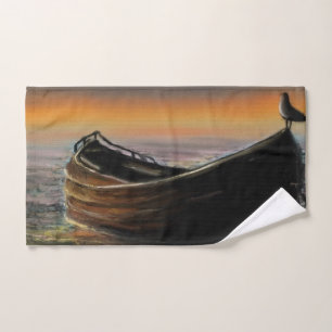 Zonsondergang Boot Badhanddoek - Schilderen Bad Handdoek