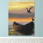 Zonsondergang Boot Canvas Kalmte (Insitu (Houten vloer))