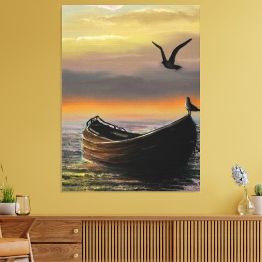 Zonsondergang Boot Canvas Kalmte Afdruk (Insitu (Woonkamer))