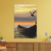 Zonsondergang Boot Canvasprint Rust Canvas Afdruk (Insitu (Woonkamer))