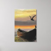 Zonsondergang Boot Canvasprint Rust Canvas Afdruk (Voorkant)