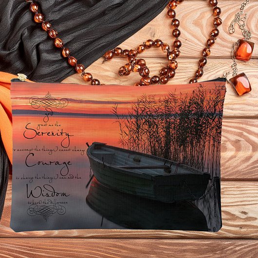 Zonsondergang boot met sereniteitsgebed etui