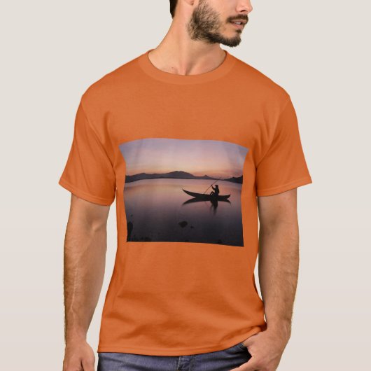 Zonsondergang Bootrit Meer Tee T-shirt (Voorkant)