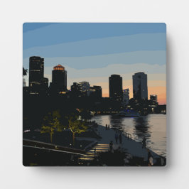 Zonsondergang Boston Seaport stadsgezicht Fotoplaat