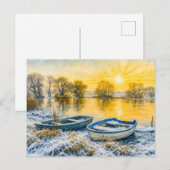 Zonsondergang boten riverside aquarell havelland feestdagenkaart (Voorkant / Achterkant)