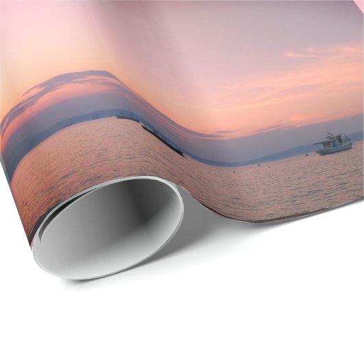 Zonsondergang Boten Zee Glanzend Inpakpapier (Rol Hoek)