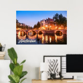 Zonsondergang boven Amsterdam, Nederland Poster (Thuiskantoor)