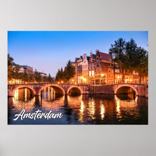 Zonsondergang boven Amsterdam, Nederland Poster