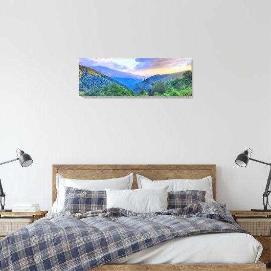 zonsondergang boven Blue Ridge Mountains Canvas Afdruk (Insitu (Slaapkamer))