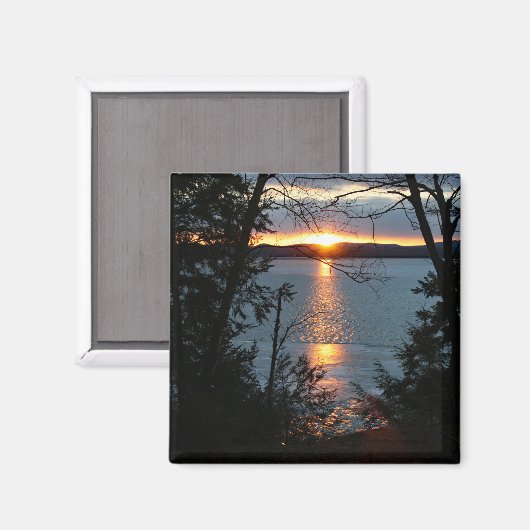 Zonsondergang boven bos Lake Magnet (Voorkant / Achterkant)