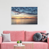 Zonsondergang boven Buzzard's Bay, hemel vol vogel Canvas Afdruk (Insitu (Woonkamer))