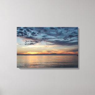 Zonsondergang boven Buzzard's Bay, hemel vol vogel Canvas Afdruk