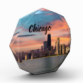 Zonsondergang Boven Chicago Fotoblokken (Links)