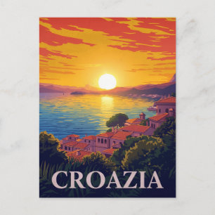 Zonsondergang boven de Adriatische kust Kroatië Briefkaart