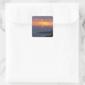 Zonsondergang boven de Baai van Kealakekua, Zuid-K Vierkante Sticker (Tas)