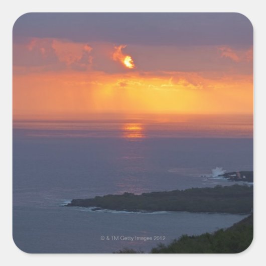 Zonsondergang boven de Baai van Kealakekua, Zuid-K Vierkante Sticker (Voorkant)