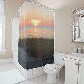Zonsondergang boven de Cape Cod Buzzards Harbor Douchegordijn (In situ)