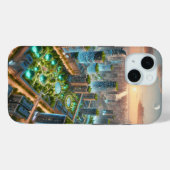 Zonsondergang boven de groene metropool Case-Mate iPhone case (Achterkant (horizontaal))