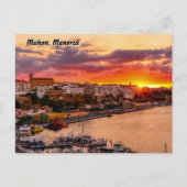 Zonsondergang boven de haven van Mahon - Menorca,  Briefkaart (Voorkant)