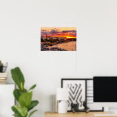 Zonsondergang boven de haven van Mahon - Menorca, Poster (Thuiskantoor)