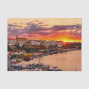 Zonsondergang boven de haven van Mahon - Menorca,  Tissuepapier