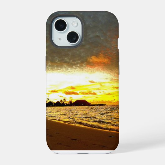 Zonsondergang boven de Malediven iPhone 15 Case (Achterkant)