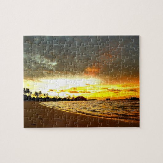 Zonsondergang boven de Malediven Legpuzzel (Horizontaal)