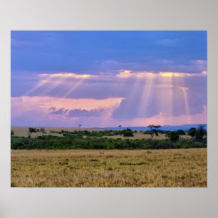 Zonsondergang boven de Masai Mara. Poster
