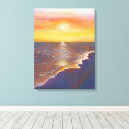 Zonsondergang boven de oceaan canvas afdruk