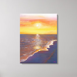 Zonsondergang boven de oceaan canvas afdruk