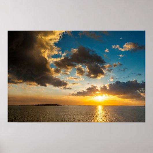 Zonsondergang boven de oceaan, Fiji Poster (Voorkant)