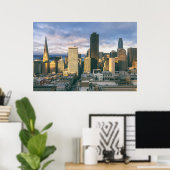 Zonsondergang boven de skyline van San Francisco Poster (Thuiskantoor)