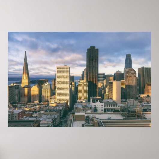 Zonsondergang boven de skyline van San Francisco Poster (Voorkant)