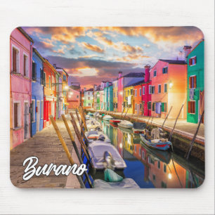 Zonsondergang boven de stad Burano, Italië Muismat