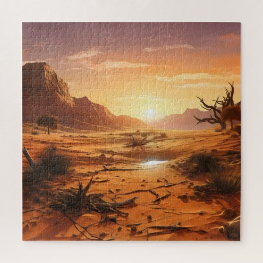 Zonsondergang boven de woestijn legpuzzel (Verticaal)