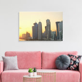 Zonsondergang boven Doha, Qatar canvas print (Insitu (Woonkamer))
