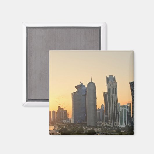 Zonsondergang boven Doha, Qatar magneet (Voorkant / Achterkant)