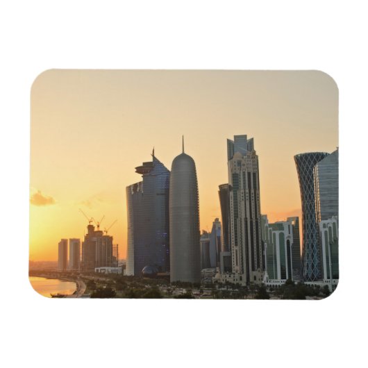 Zonsondergang boven Doha, Qatar rechthoekige magne Magneet (Horizontaal)