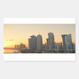 Zonsondergang boven Doha, Qatar rechthoekige stick Rechthoekige Sticker