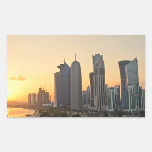 Zonsondergang boven Doha, Qatar rechthoekige stick Sticker (Voorkant)
