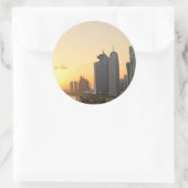 Zonsondergang boven Doha, Qatar ronde sticker (Tas)