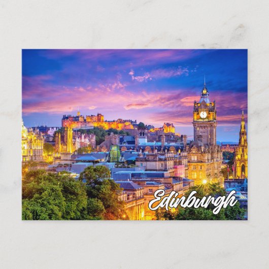 Zonsondergang boven Edinburgh, Schotland Briefkaart (Voorkant)