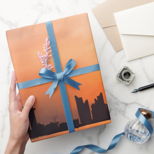 Zonsondergang boven een badplaats - waterverf cadeaupapier (Geschenken)