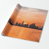 Zonsondergang boven een badplaats - waterverf cadeaupapier (Uitgerold)