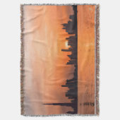 Zonsondergang boven een badplaats - waterverf deken (Voorkant Verticaal)