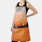 Zonsondergang boven een badplaats - waterverf schort (Insitu)