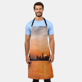 Zonsondergang boven een badplaats - waterverf schort (Gedragen)